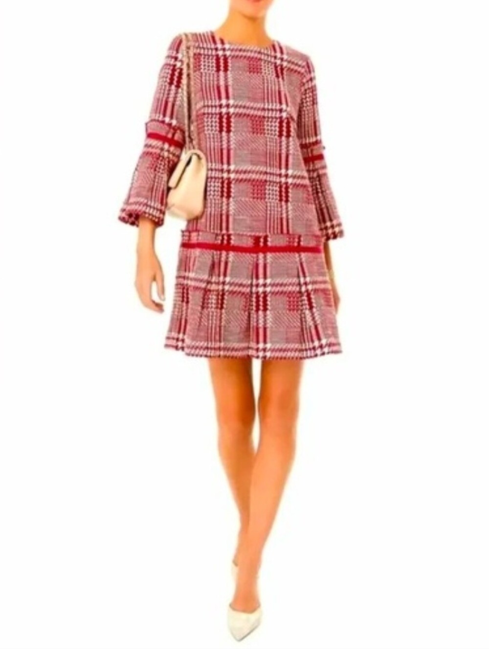 Tuckernuck Cranberry Check Kennedy Dress sophisticated houndstooth plaid Size S
